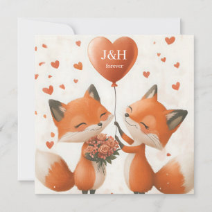 Fox Love Design met Initialen Feestdagenkaart