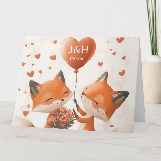 Fox Love Design met Initialen Kaart (Voorkant)