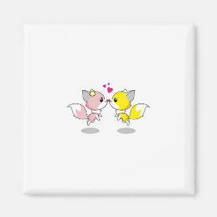 Fox Love Kiss Animal Cute Cartoon Design Funny Magneet