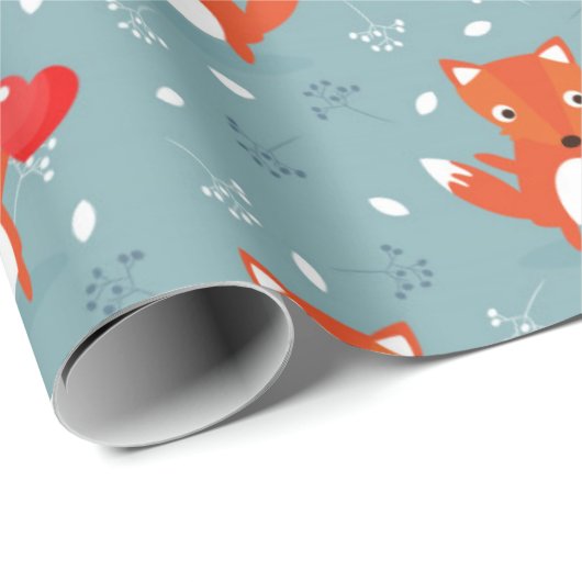 Fox Love Pattern Cadeaupapier (Rol Hoek)