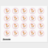 Fox Love Roze Baby shower Sticker (Vel)