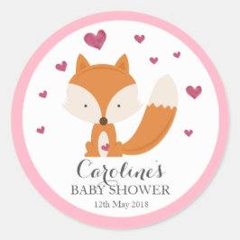 Fox Love Roze Baby shower Sticker 