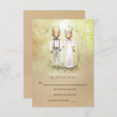 Fox Love Wedding Cartes RSVP (Devant / Derrière)