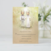 Fox Love Wedding RSVP Kaarten (Staand voorkant)