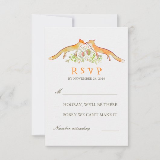 Fox Love Wedding RSVP Kaarten (Voorkant)