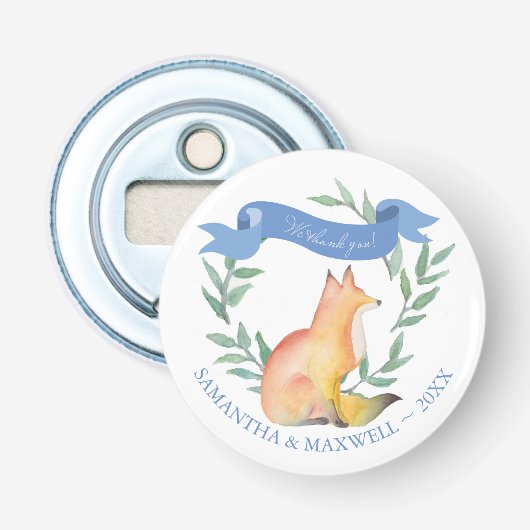 Fox Magnetic Baby shower Favor Button Flesopener (Voorkant)
