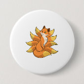 Fox met 9 Fox-staart Ronde Button 7,6 Cm (Voorkant)