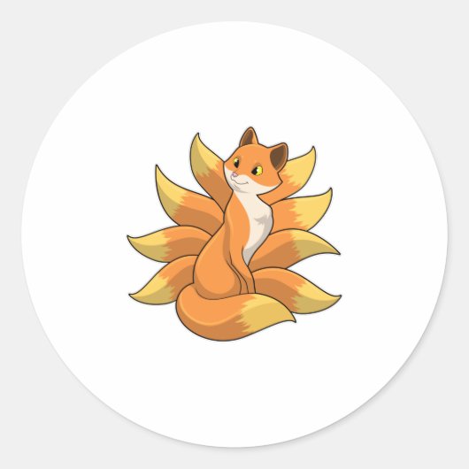 Fox met 9 Fox-staart Ronde Sticker (Voorkant)