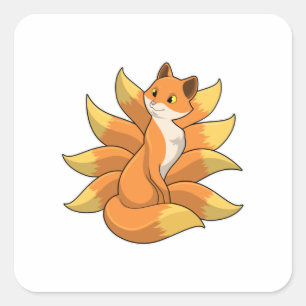 Fox met 9 Fox-staart Vierkante Sticker