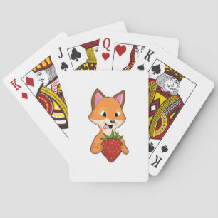 Fox met aardbei pokerkaarten