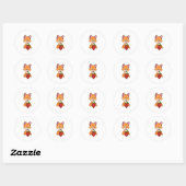 Fox met aardbei ronde sticker (Vel)