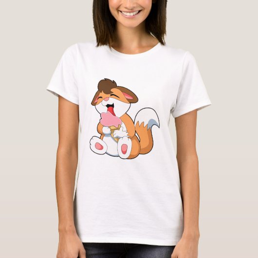 Fox met aardbeienijsroom t-shirt (Voorkant)
