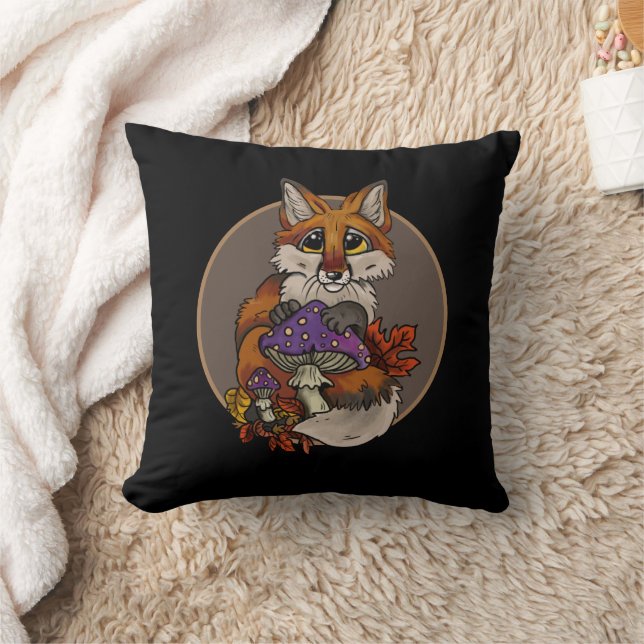 Fox met Autumn Toadstools Kussen (Deken)