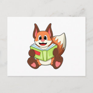 Fox met boek briefkaart