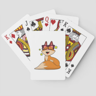 Fox met bril pokerkaarten