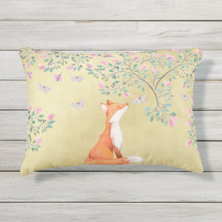 Fox met Butterflies en Roze bloemen Buitenkussen