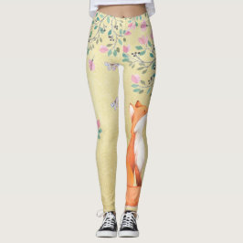 Fox met Butterflies en Roze bloemen Leggings