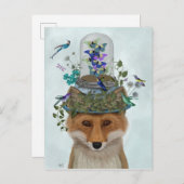 Fox met Butterfly Bell Jar Briefkaart (Voorkant / Achterkant)