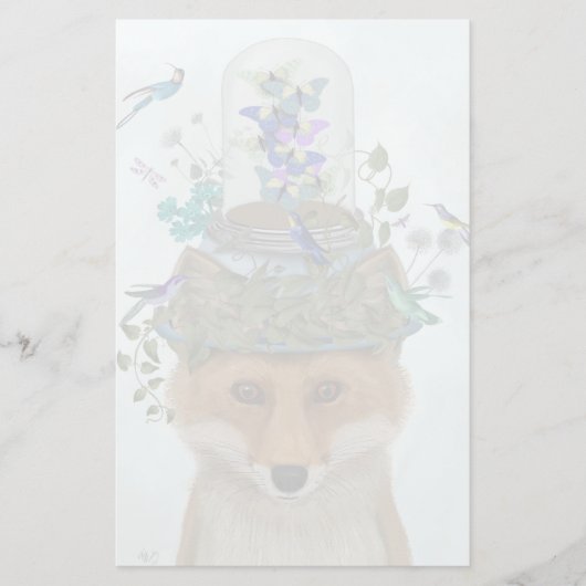 Fox met Butterfly Bell Jar Briefpapier (Voorkant)