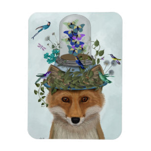 Fox met Butterfly Bell Jar Magneet