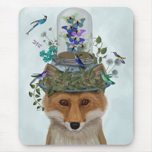 Fox met Butterfly Bell Jar Muismat (Voorkant)