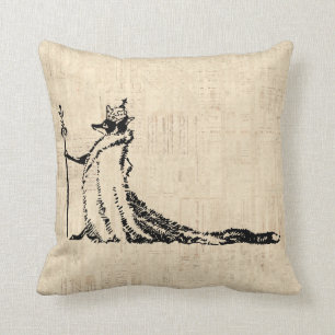 Fox met Crown Antiek Illustration  Art Kussen