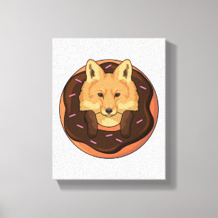 Fox met Donut Canvas Afdruk
