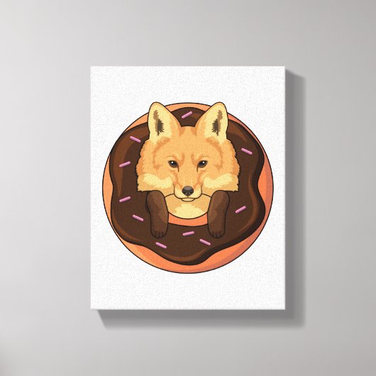 Fox met Donut Canvas Afdruk (Voorkant)