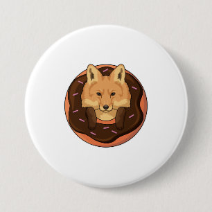 Fox met Donut Ronde Button 7,6 Cm