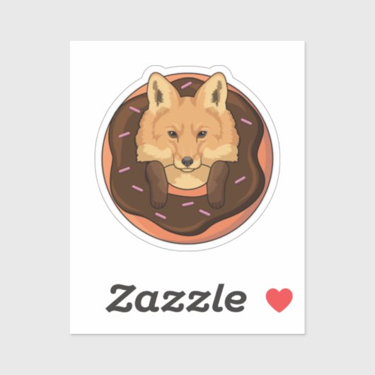 Fox met Donut Sticker (Vel)