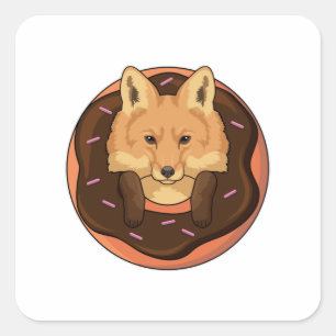 Fox met Donut Vierkante Sticker