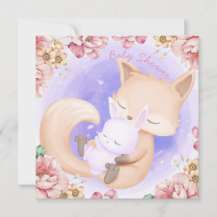 Fox met een Baby shower-uitnodiging Feestdagenkaart