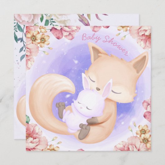 Fox met een Baby shower-uitnodiging Kaart (Voorkant / Achterkant)