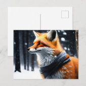 Fox met een sjaal in de winter briefkaart (Voorkant / Achterkant)