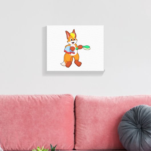 Fox met handdoeken en penseel canvas afdruk (Insitu (Woonkamer))