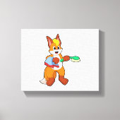 Fox met handdoeken en penseel canvas afdruk (Voorkant)