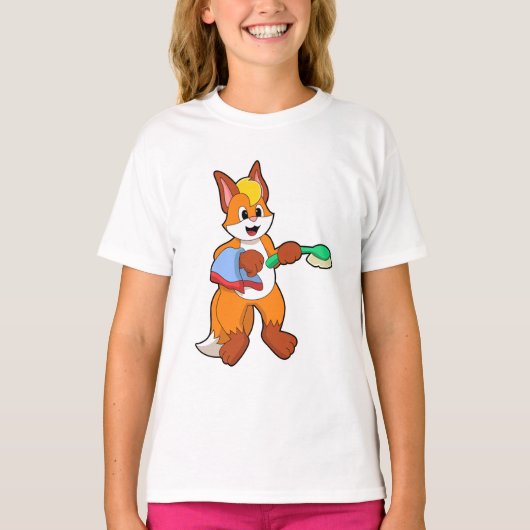 Fox met handdoeken en penseel t-shirt (Voorkant)