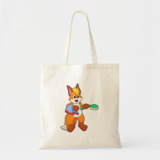 Fox met handdoeken en penseel tote bag (Voorkant)