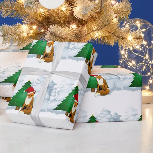 Fox met kerstboompapier voor kinderen cadeaupapier (Feestdagen)