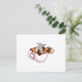 Fox met koffiebeker briefkaart (Staand voorkant)