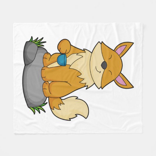 Fox met koffiebeker fleece deken (Voorkant (Horizontaal))