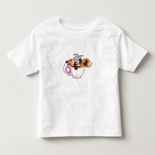 Fox met koffiebeker kinder shirts (Voorkant)