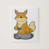 Fox met koffiebeker legpuzzel (Verticaal)