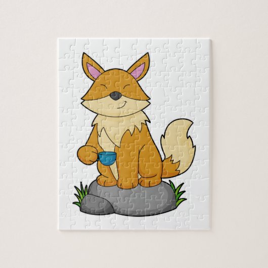 Fox met koffiebeker legpuzzel (Verticaal)