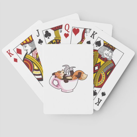 Fox met koffiebeker pokerkaarten (Achterkant)