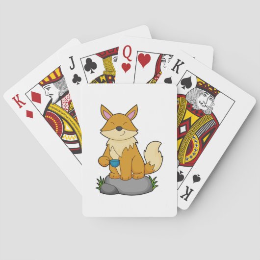 Fox met koffiebeker pokerkaarten (Achterkant)