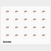 Fox met koffiebeker ronde sticker (Vel)