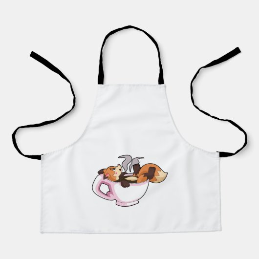 Fox met koffiebeker schort (Voorkant)