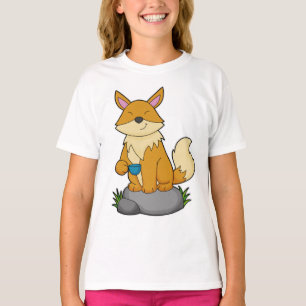 Fox met koffiebeker t-shirt