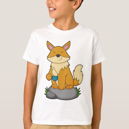 Fox met koffiebeker t-shirt (Voorkant)